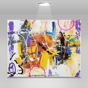 Original RCL Signed Painting Abstract Art Decor 11x14 - "Wheel Learning"